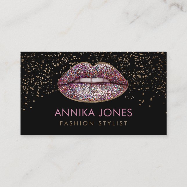 Glitter Lips - Makeup Artist Business Card (Front)