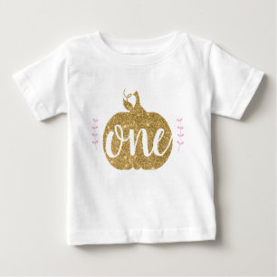 Glitter Little Pumpkin First Birthday Baby T-Shirt