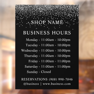 GLITTER Logo and Business Hours Decal Sign