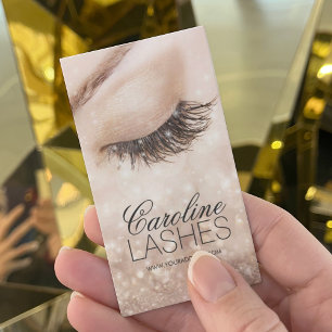 Glitter Long Lashes Closed Eye Beige Cream Card