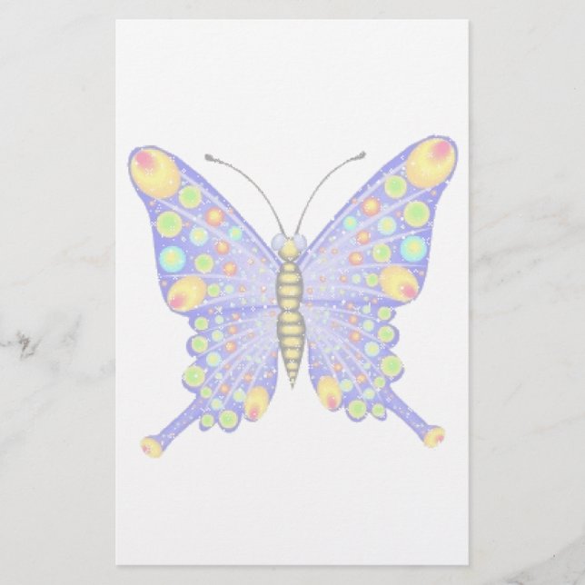 Glitter look butterfly stationery (Front)