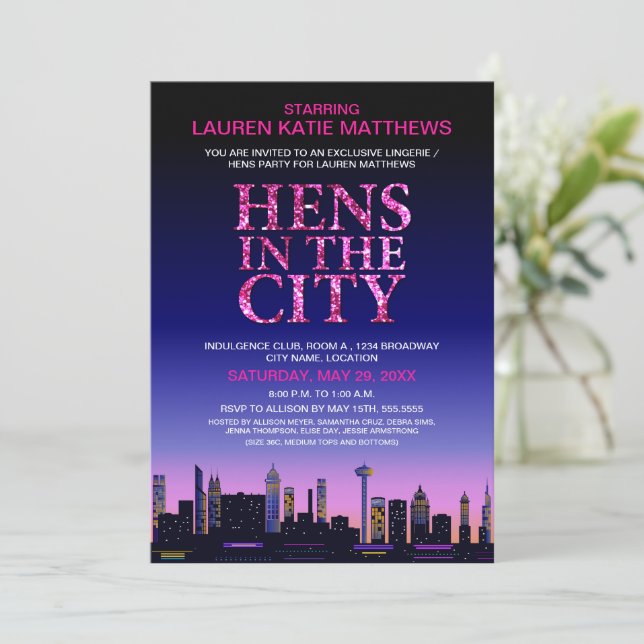 Glitter Look Hens' / Lingerie Movie Poster Party Invitation (Standing Front)