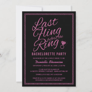 Glitter Look Last Fling Bachelorette Party Invite