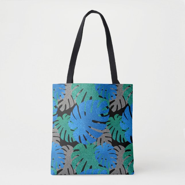 Glitter Look Monstera Leaf Tote Bag (Front)