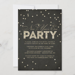 Glitter Look New Year's Eve Party Invitation