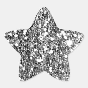 Glitter Look Solid Silver Sparkle Star Sticker
