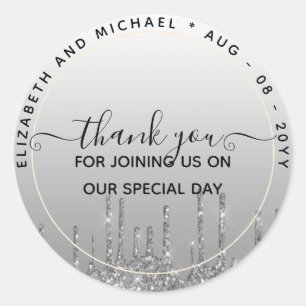 Glitter Look Thank You FAVOR GIFT ANY EVENT Classic Round Sticker