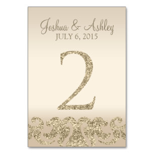 Glitter Look Wedding Table Numbers-Table Card 2