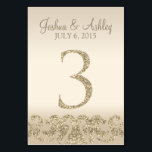 Glitter Look Wedding Table Numbers-Table Card 3<br><div class="desc">This modern table card design features faux gold glitter accents with a champagne background. Perfect for elegant and modern weddings. The table number cards go up to 30.</div>