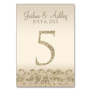 Glitter Look Wedding Table Numbers-Table Card 5