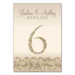 Glitter Look Wedding Table Numbers-Table Card 6