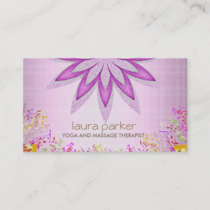 Glitter Lotus Flower Logo Yoga Healing Health Business Card
