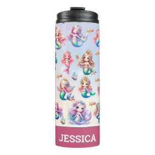 Glitter Magical Mermaid Birthday Under The Sea Thermal Tumbler