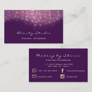 Glitter Makeup Artist Blogger Lash Purple Pink Business Card