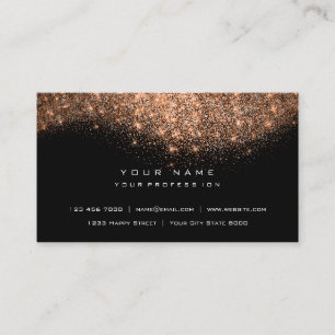 Glitter Makeup Artist Stylist Fashion Copper Black Business Card