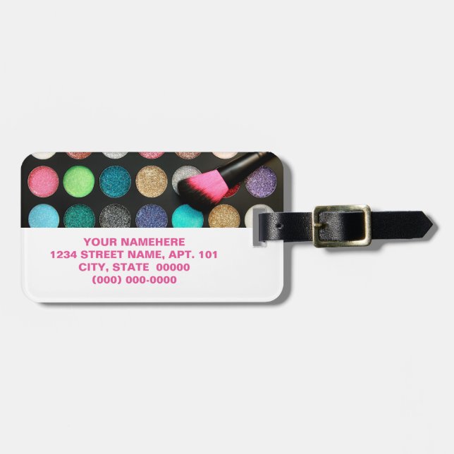 Glitter Makeup Luggage Tag (Front Horizontal)