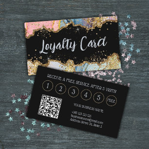 Glitter Marble Abstract Modern QR Code Loyalty Card
