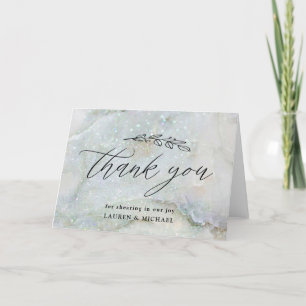 glitter marble elegant thank you card