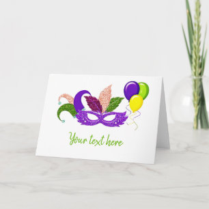 glitter mardi gras carnival Masquerade mask fun Card