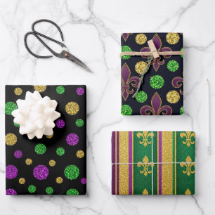 Glitter Mardi Gras  Wrapping Paper Sheet