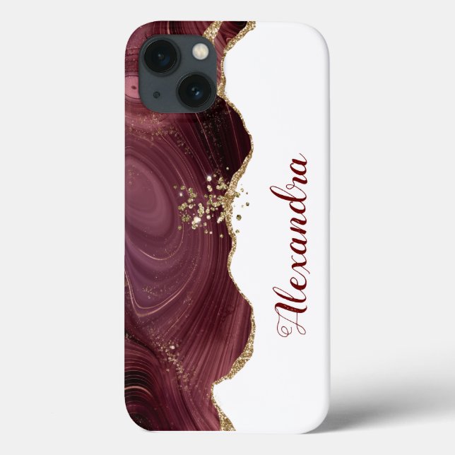 Glitter maroon burgundy with names Case-Mate iPhon iPhone Case (Back)