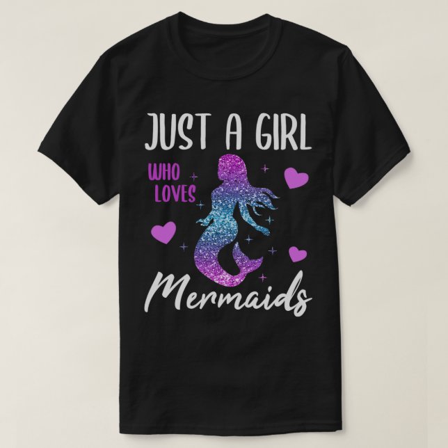 Glitter Mermaid Women Girls Gift Hearts Stars 1 T-Shirt (Design Front)