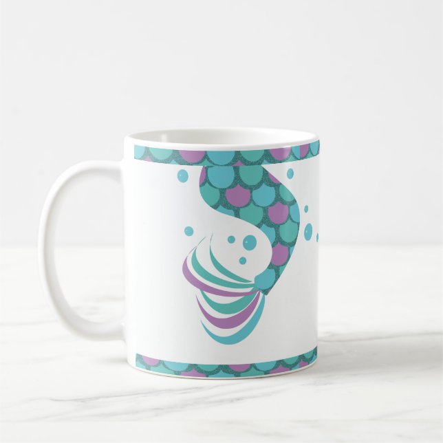 Glitter Mermaids Tails Stripes Scales Coffee Mug (Left)