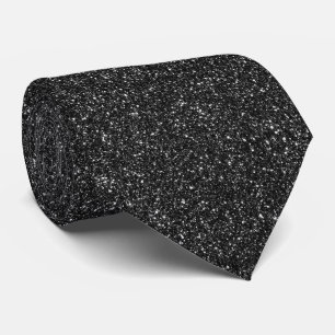Glitter Metallic Bling Black Pattern Tie