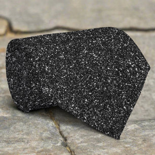 Glitter Metallic Bling Black Pattern Tie