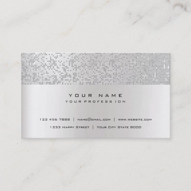 Glitter Minimal Pearly IT CYBER Silver Grey Vip Business Card (Front)