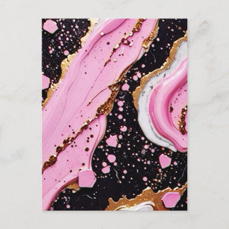 Glitter Minimal Seamless Black Pink Pattern Holiday Postcard