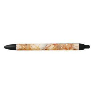 Glitter Minimal Seamless Golden Pattern Black Ink Pen