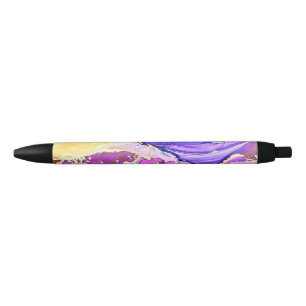 Glitter Minimal Seamless Purple and Blue Pattern Black Ink Pen
