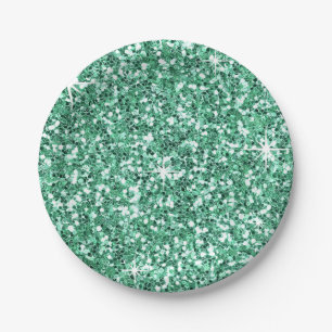 GLITTER   mint green Paper Plate
