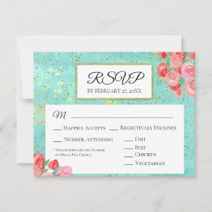 *~* Glitter Modern Abstract Floral Wedding RSVP