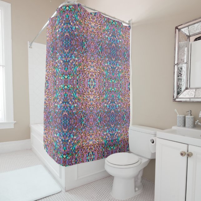 Glitter Modern Opal Holographic Collection Shower Curtain (In Situ)