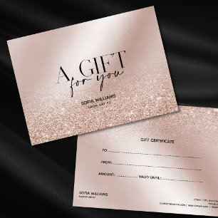 Glitter Modern Rose Gold Certificate Gift Card