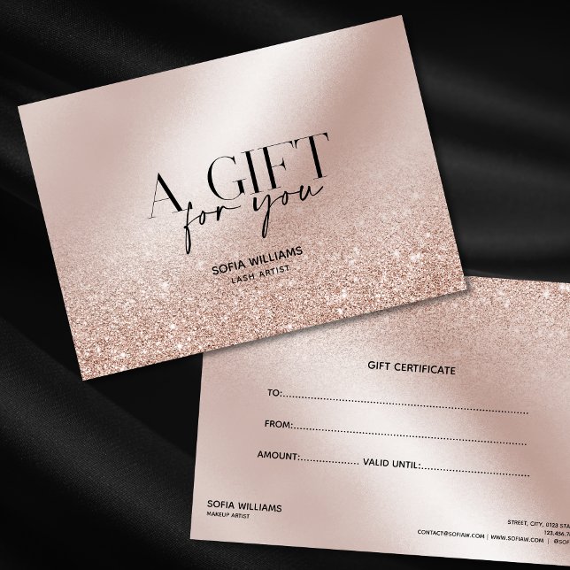 Glitter Modern Rose Gold Certificate Gift Card (Creator Uploaded)