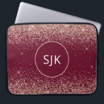 Glitter Monogram Blush Pink Rose Gold Burgundy Red Laptop Sleeve<br><div class="desc">Blush Pink - Rose Gold and Burgundy Red Faux Glitter and Sparkle Elegant Monogrammed Initials Case. This case can be customised to include your initial and first name.</div>