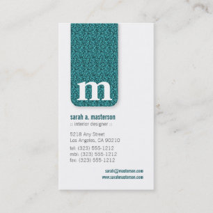 Glitter Monogram Designer Business Card (peacock)