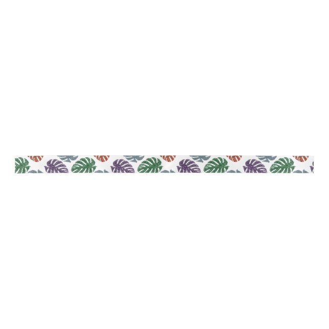 Glitter Monstera Ribbon Satin Ribbon (Front)
