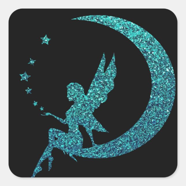 Glitter Moon Fairy Square Sticker (Front)