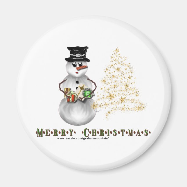 Glitter N Gold Snowman Magnet (Front)