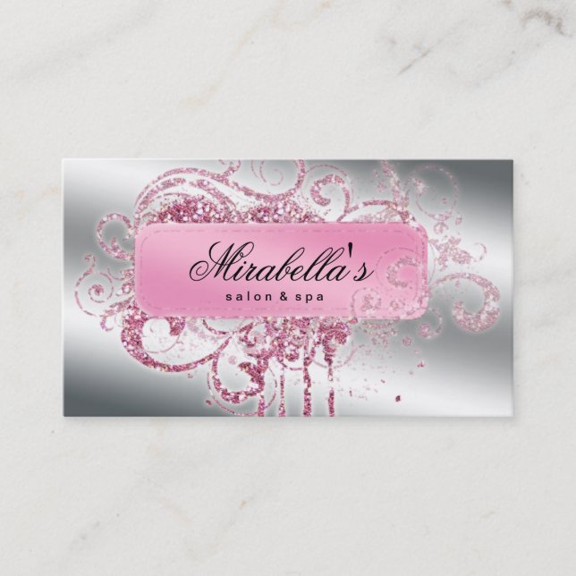 Glitter Nail Salon Appointment Elegant Bling Card (Front)