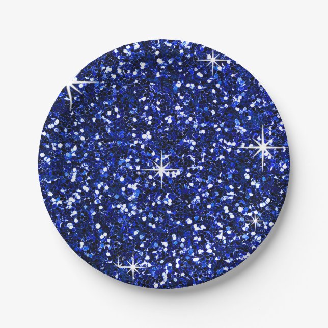 GLITTER | navy blue Paper Plate (Front)
