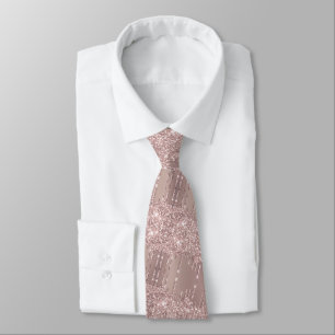 Glitter Neck Tie Rose Gold Blush Sparkly Drips