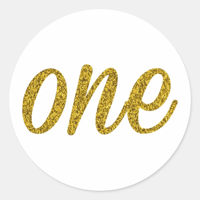 Glitter Number ONE (1) Classic Round Sticker (Front)