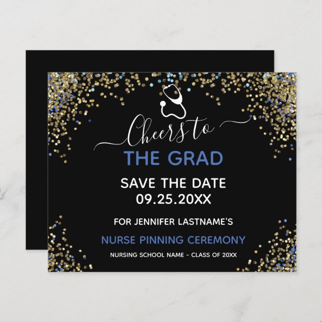 Glitter Nurse Graduation Pinning Save the Date (Front/Back)