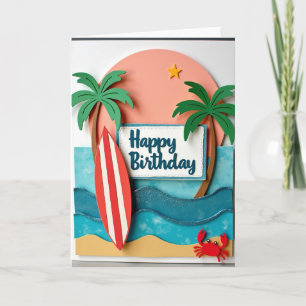 Glitter Ocean Birthday Card