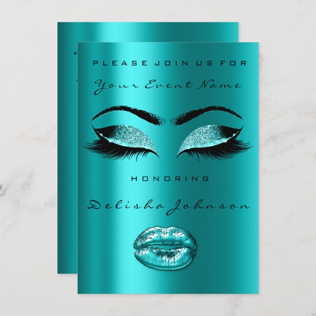 Glitter Ocean Mermaid Bridal Shower Sweet 16th Invitation (Front/Back)
